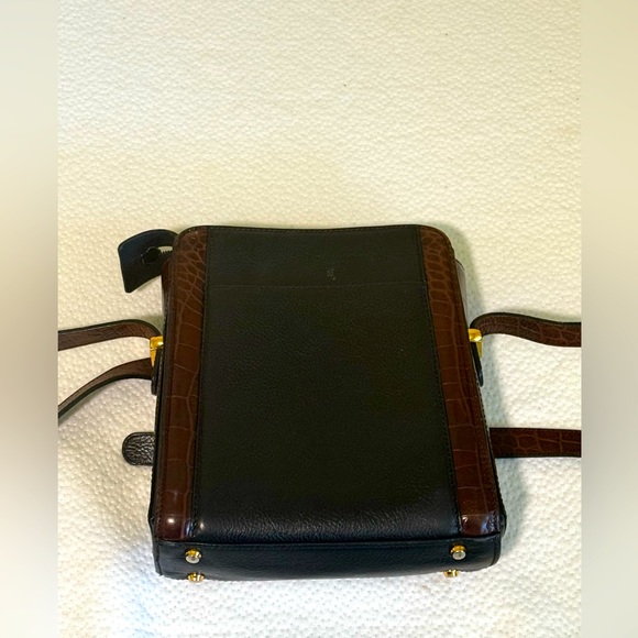 Bally - Brown Pebbled Leather & Alligator Embossed Rectangle Crossbody - Picture 2 of 2